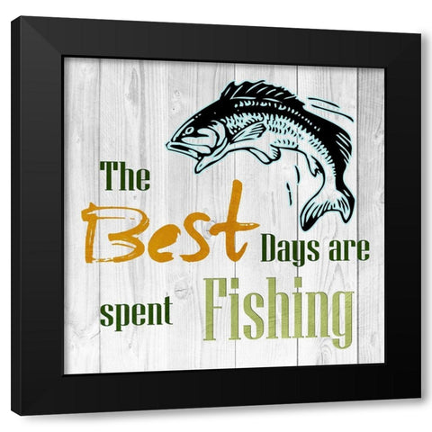 Fishing Days Black Modern Wood Framed Art Print by Lewis, Sheldon