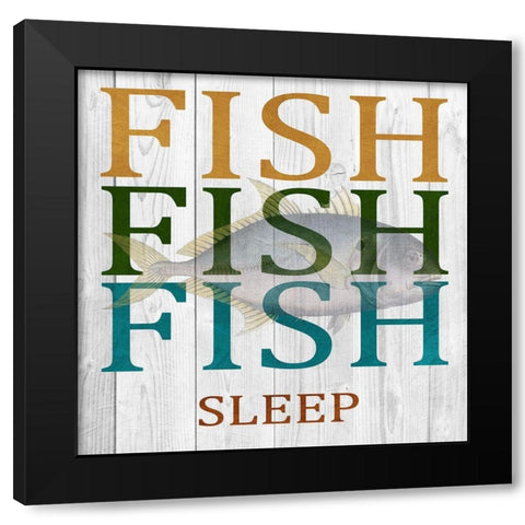 Fish Fish Fish Black Modern Wood Framed Art Print by Lewis, Sheldon