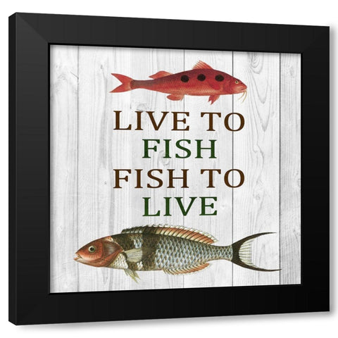 Live To Fish Black Modern Wood Framed Art Print by Lewis, Sheldon