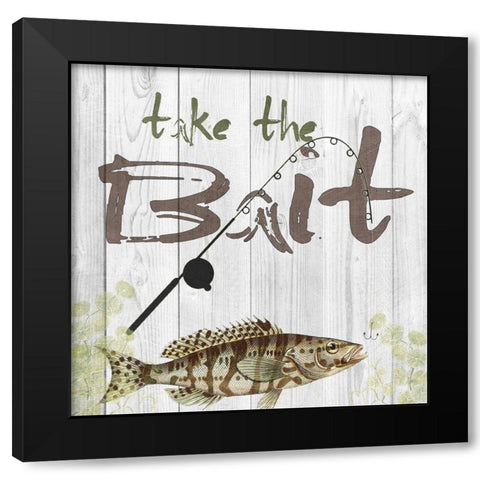 Take the Bait Black Modern Wood Framed Art Print by Lewis, Sheldon