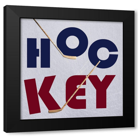 Hockey Play Black Modern Wood Framed Art Print with Double Matting by Lewis, Sheldon