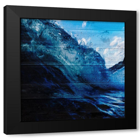 Blue Surf Black Modern Wood Framed Art Print by Lewis, Sheldon