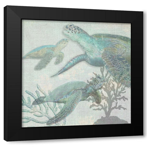 Turtles Black Modern Wood Framed Art Print by Lewis, Sheldon