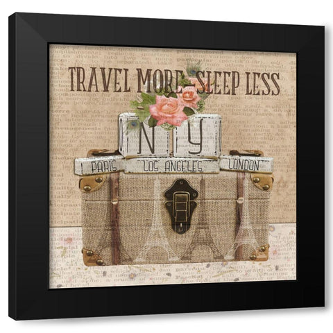 Travel More Black Modern Wood Framed Art Print by Lewis, Sheldon