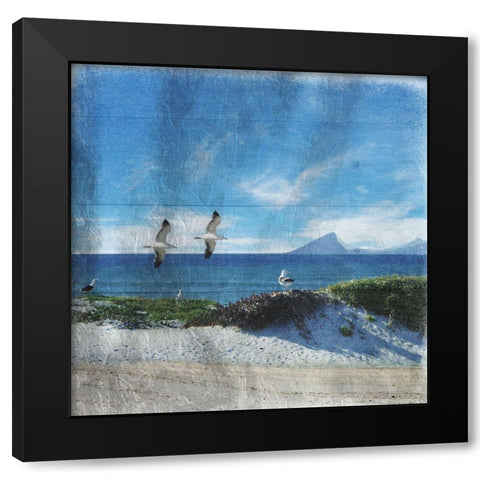 Flying Friends Black Modern Wood Framed Art Print by Lewis, Sheldon