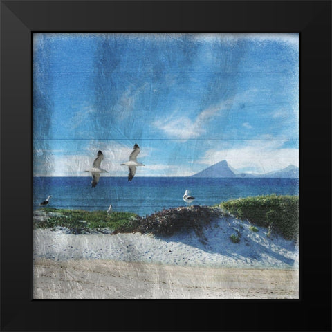 Flying Friends Black Modern Wood Framed Art Print by Lewis, Sheldon