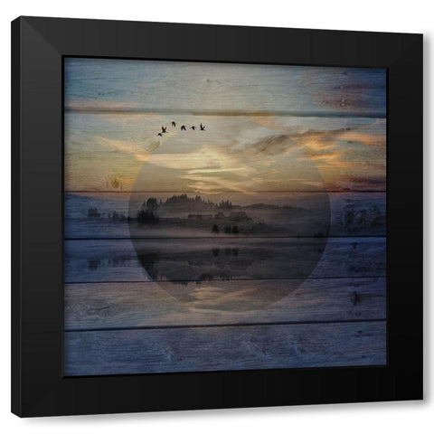 Lake View Lodge Black Modern Wood Framed Art Print by Lewis, Sheldon