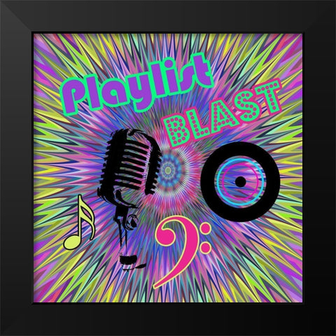 Play List Black Modern Wood Framed Art Print by Lewis, Sheldon