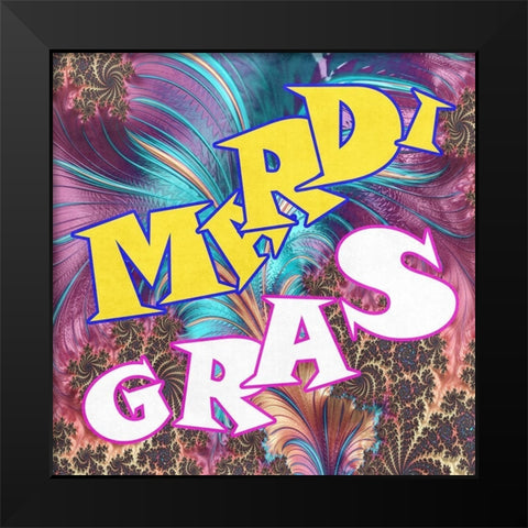 Mardi Gras Black Modern Wood Framed Art Print by Lewis, Sheldon