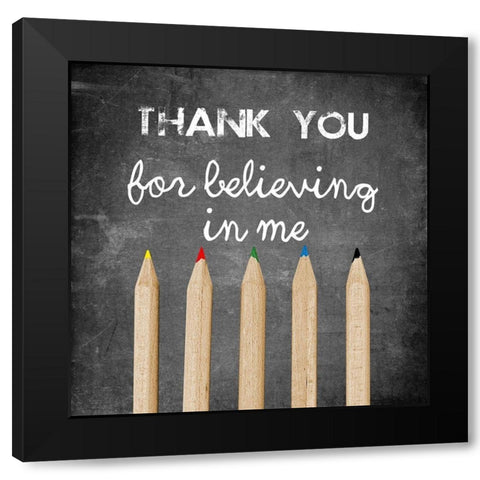 Thank Youl Black Modern Wood Framed Art Print by Lewis, Sheldon
