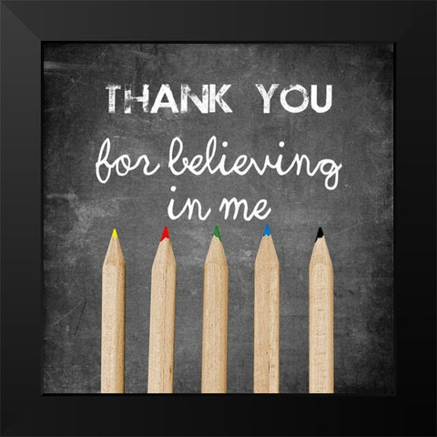 Thank Youl Black Modern Wood Framed Art Print by Lewis, Sheldon