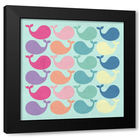 Whale Gathering Black Modern Wood Framed Art Print with Double Matting by Lewis, Sheldon