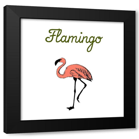 Flamingo Black Modern Wood Framed Art Print with Double Matting by Lewis, Sheldon