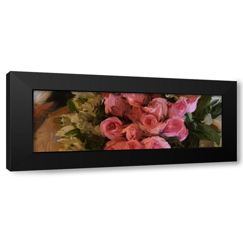 Pink Roses Black Modern Wood Framed Art Print with Double Matting by Butcher, Sarah