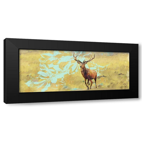 Stag With Magnolia Black Modern Wood Framed Art Print with Double Matting by Butcher, Sarah