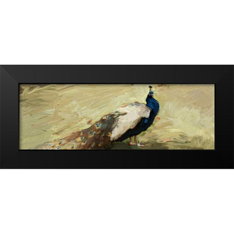 Peacock Panel 1 Black Modern Wood Framed Art Print by Butcher, Sarah