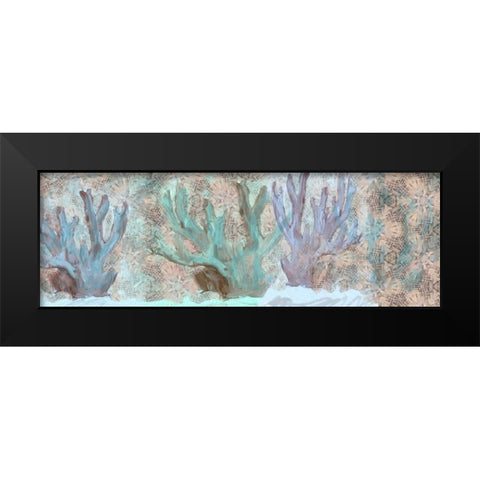 Three Coral Black Modern Wood Framed Art Print by Butcher, Sarah