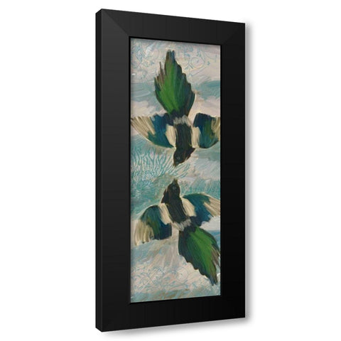 Birds Green Blue Black Modern Wood Framed Art Print by Butcher, Sarah