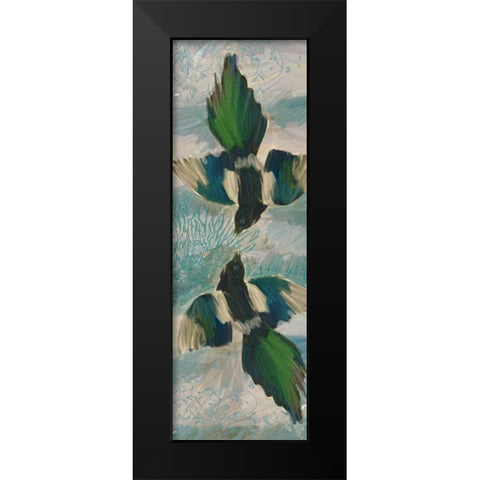 Birds Green Blue Black Modern Wood Framed Art Print by Butcher, Sarah