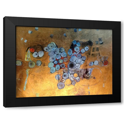 Gold Abstract Black Modern Wood Framed Art Print with Double Matting by Butcher, Sarah