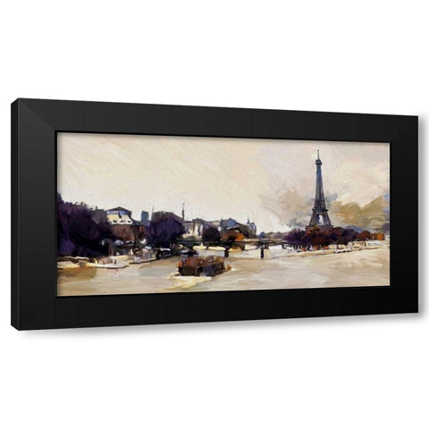 Eiffel Tower Seine View 2 Black Modern Wood Framed Art Print by Butcher, Sarah