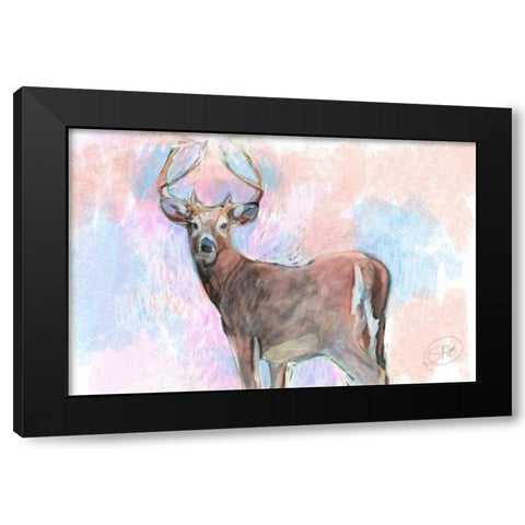 Stag Black Modern Wood Framed Art Print by Butcher, Sarah