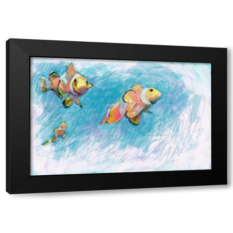 Clowfish Trio Black Modern Wood Framed Art Print by Butcher, Sarah