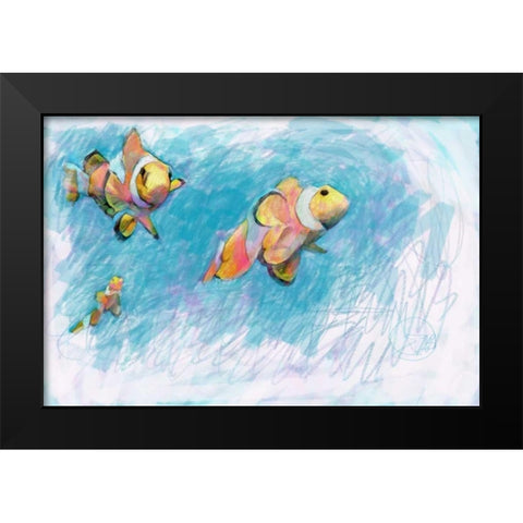 Clowfish Trio Black Modern Wood Framed Art Print by Butcher, Sarah