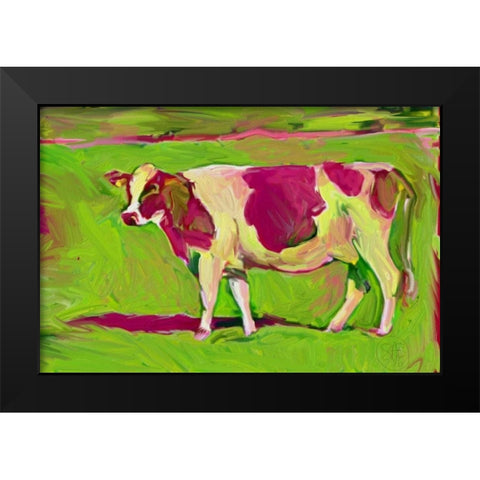 Pink Cow 2 Black Modern Wood Framed Art Print by Butcher, Sarah
