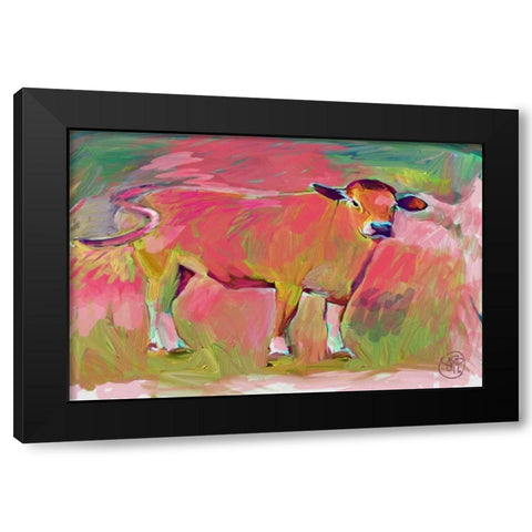 Pink Calf 2 Black Modern Wood Framed Art Print by Butcher, Sarah