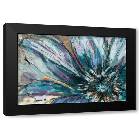 Blue Flower Black Modern Wood Framed Art Print by Butcher, Sarah