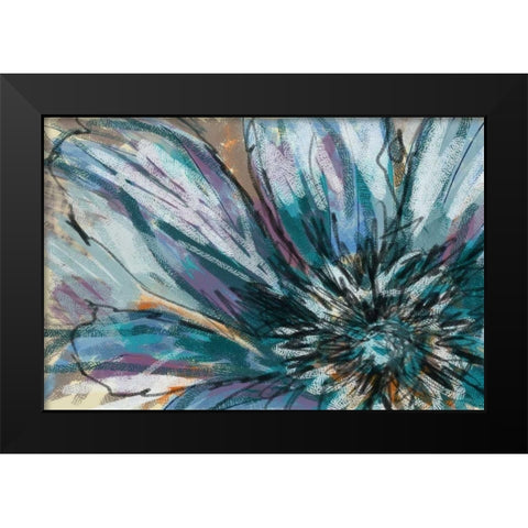 Blue Flower Black Modern Wood Framed Art Print by Butcher, Sarah