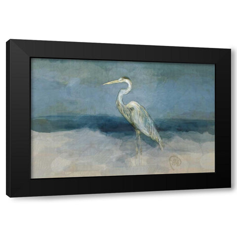 White Heron Black Modern Wood Framed Art Print with Double Matting by Butcher, Sarah