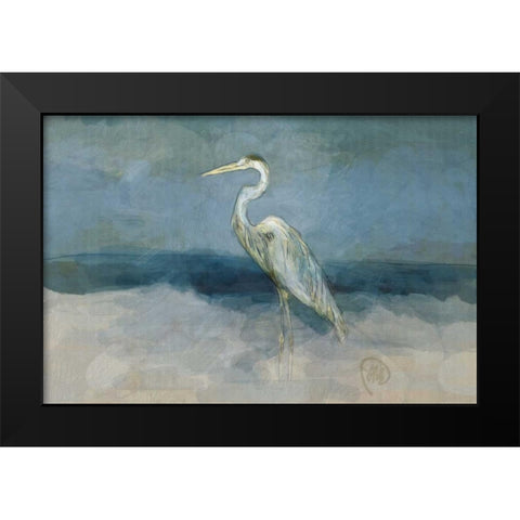 White Heron Black Modern Wood Framed Art Print by Butcher, Sarah