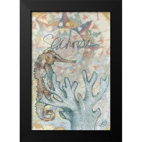 Seahorse Black Modern Wood Framed Art Print by Butcher, Sarah