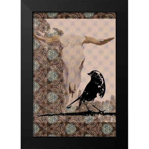 Skull Bird Black Modern Wood Framed Art Print by Butcher, Sarah