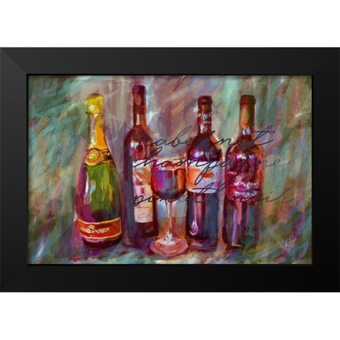 Wine Paint Black Modern Wood Framed Art Print by Butcher, Sarah