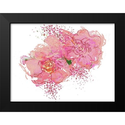 Pink Peonies Black Modern Wood Framed Art Print by Butcher, Sarah