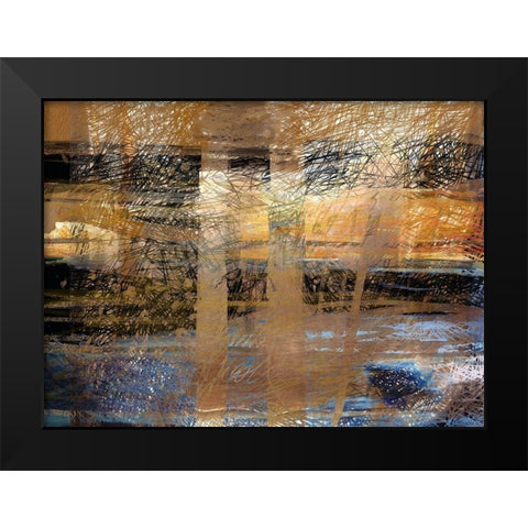 Golden Rain Black Modern Wood Framed Art Print by Butcher, Sarah