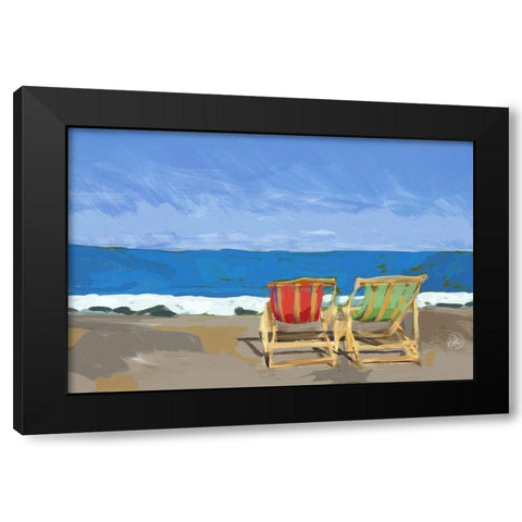 Beach Chairs Black Modern Wood Framed Art Print with Double Matting by Butcher, Sarah
