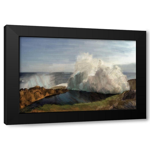 Ocean Big Wave Black Modern Wood Framed Art Print with Double Matting by Butcher, Sarah