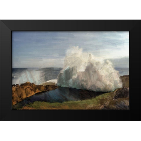 Ocean Big Wave Black Modern Wood Framed Art Print by Butcher, Sarah