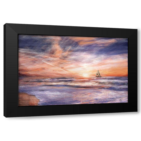 Sunset Sailboat Black Modern Wood Framed Art Print by Butcher, Sarah