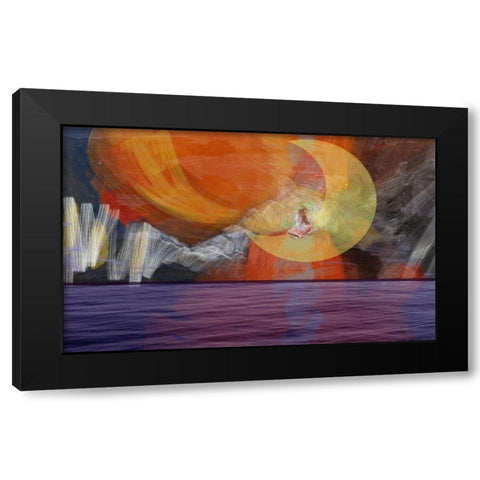 Girl On The Moon Black Modern Wood Framed Art Print with Double Matting by Butcher, Sarah