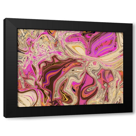 Pink and Tan Paint Pour Black Modern Wood Framed Art Print by Butcher, Sarah