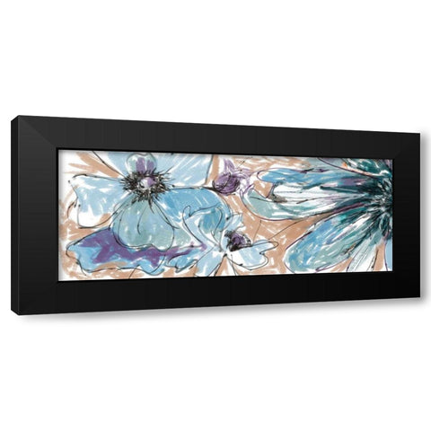 Blue Flowerrs 2 Black Modern Wood Framed Art Print with Double Matting by Butcher, Sarah