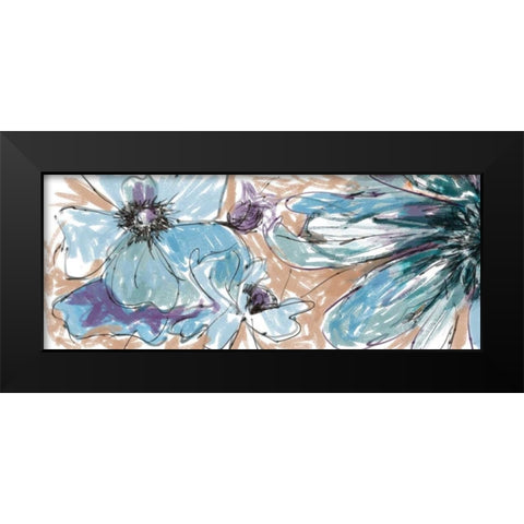 Blue Flowerrs 2 Black Modern Wood Framed Art Print by Butcher, Sarah