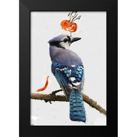 Flowering Blue Jay Black Modern Wood Framed Art Print by Butcher, Sarah