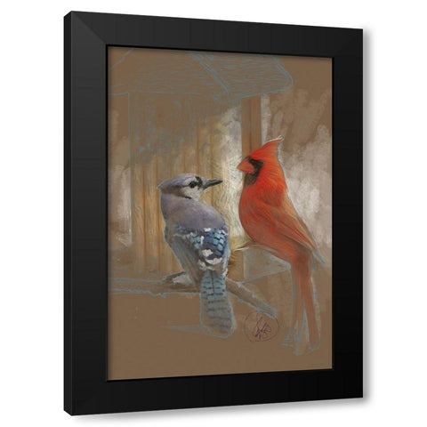 Perched Buddies Black Modern Wood Framed Art Print with Double Matting by Butcher, Sarah