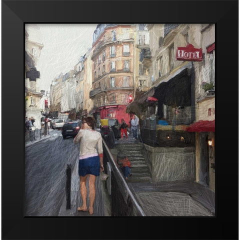 Streets of Paris Black Modern Wood Framed Art Print by Butcher, Sarah